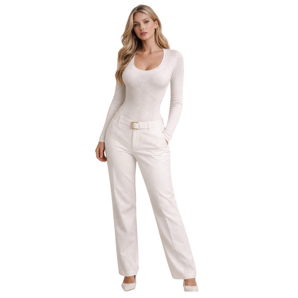 Abercrombie & Fitch Ivory Sculpting Bodysuit Size Medium Minimalist Chic Staple - Picture 2 of 15
